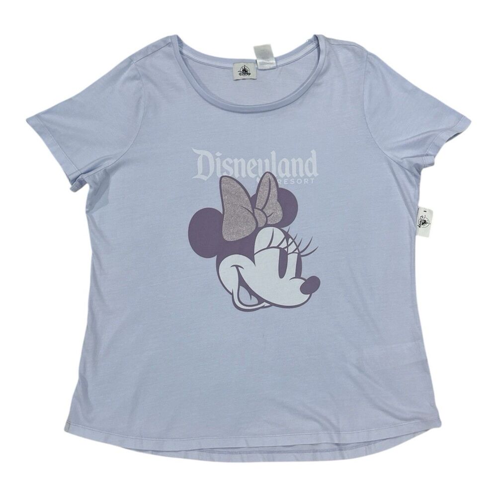 NWT Disneyland Resort Minnie Mouse Short Sleeve Blue Purple Shirt Size XL